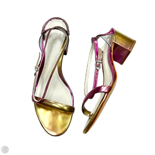 Sandals Heels Block By Schutz In Gold & Pink, Size: 7.5