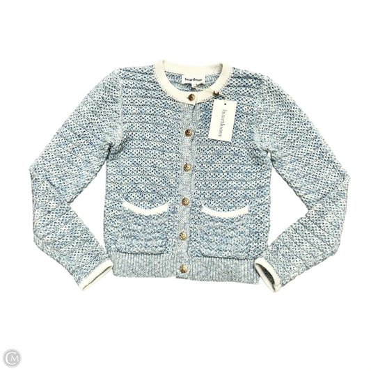 Sweater Cardigan By Heartloom In Blue & White, Size: M