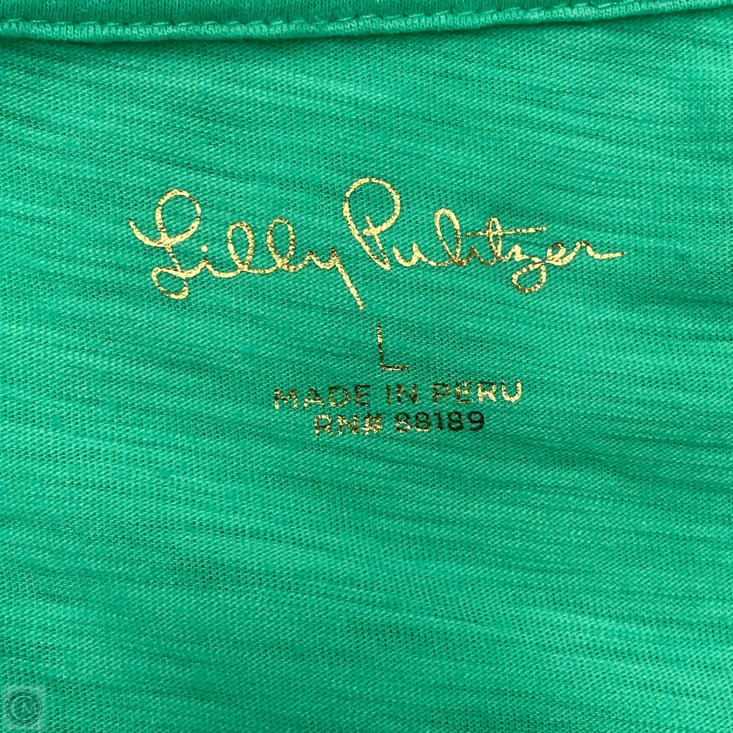 Top Short Sleeve Designer By Lilly Pulitzer In Green, Size: L