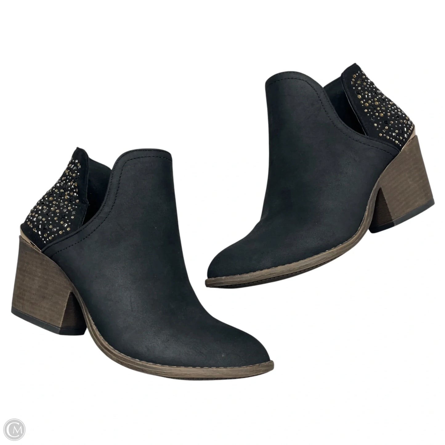Boots Ankle Heels By Extreme In Black & Gold, Size: 6