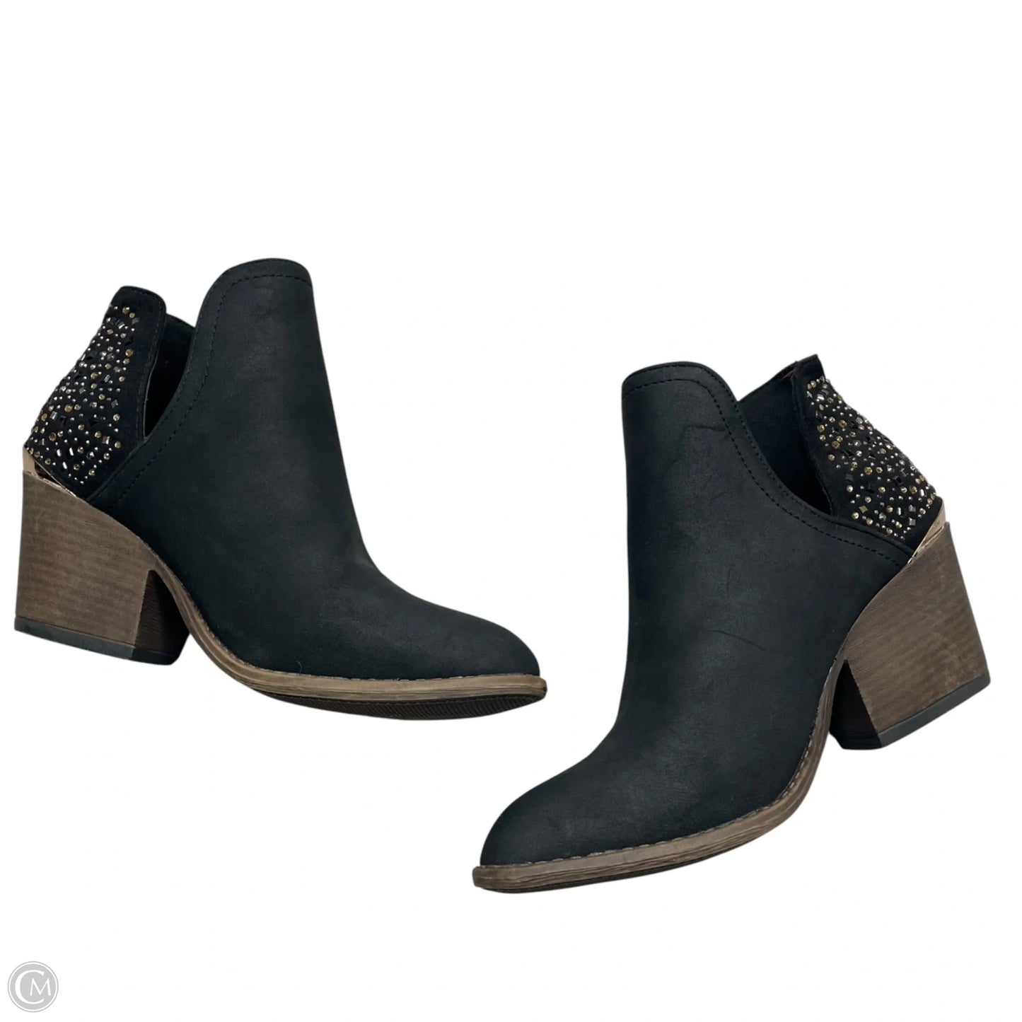 Boots Ankle Heels By Extreme In Black & Gold, Size: 6