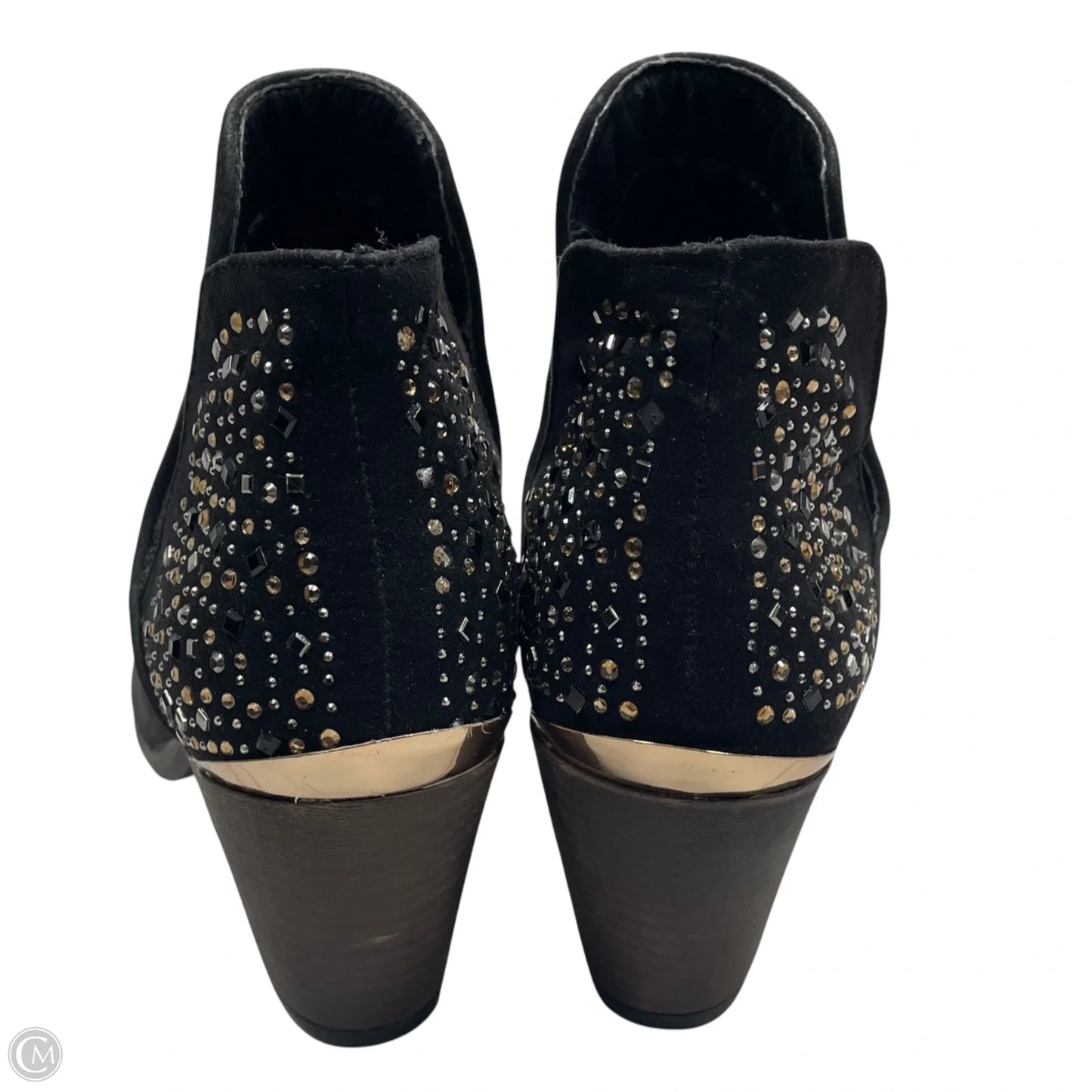 Boots Ankle Heels By Extreme In Black & Gold, Size: 6