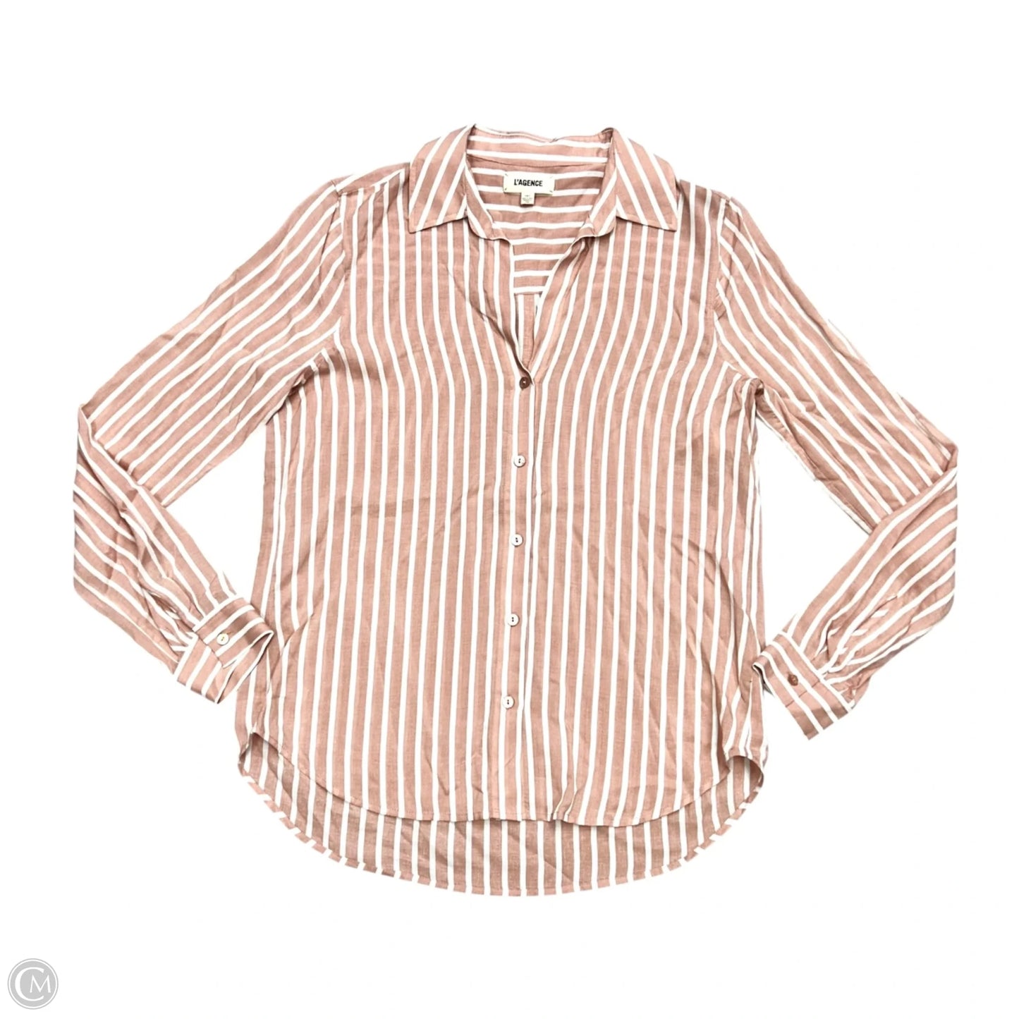 Top Long Sleeve By L Agence In Pink & White, Size: Xs