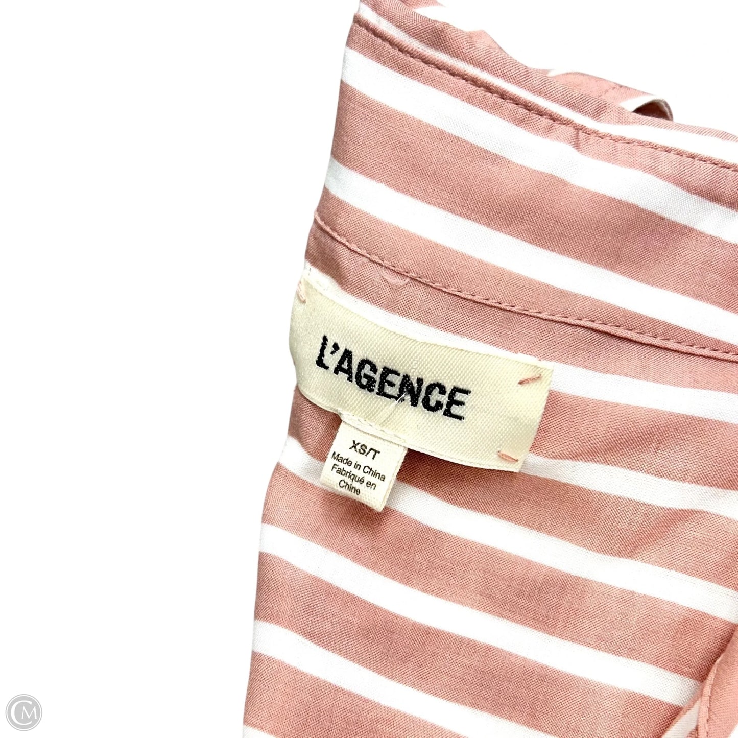 Top Long Sleeve By L Agence In Pink & White, Size: Xs