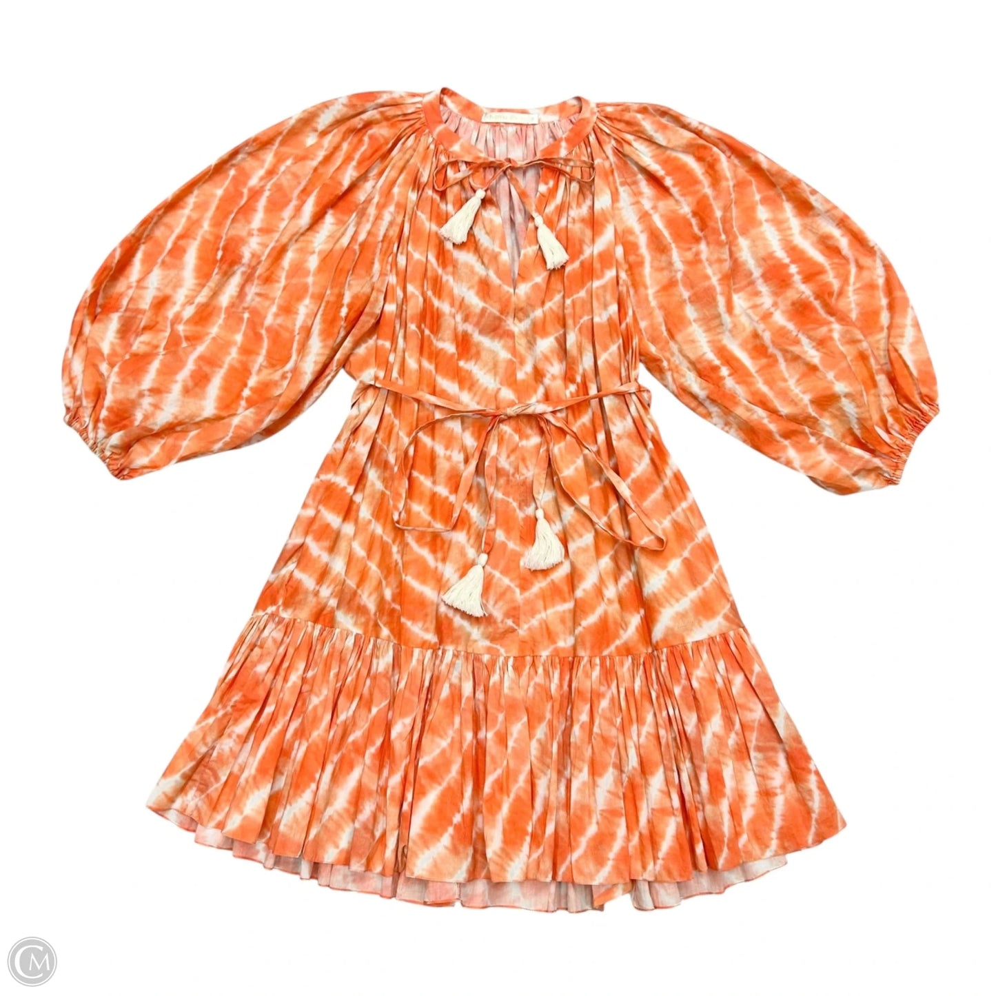 Dress Casual Short By Charina Sartr In Orange & White, Size: S