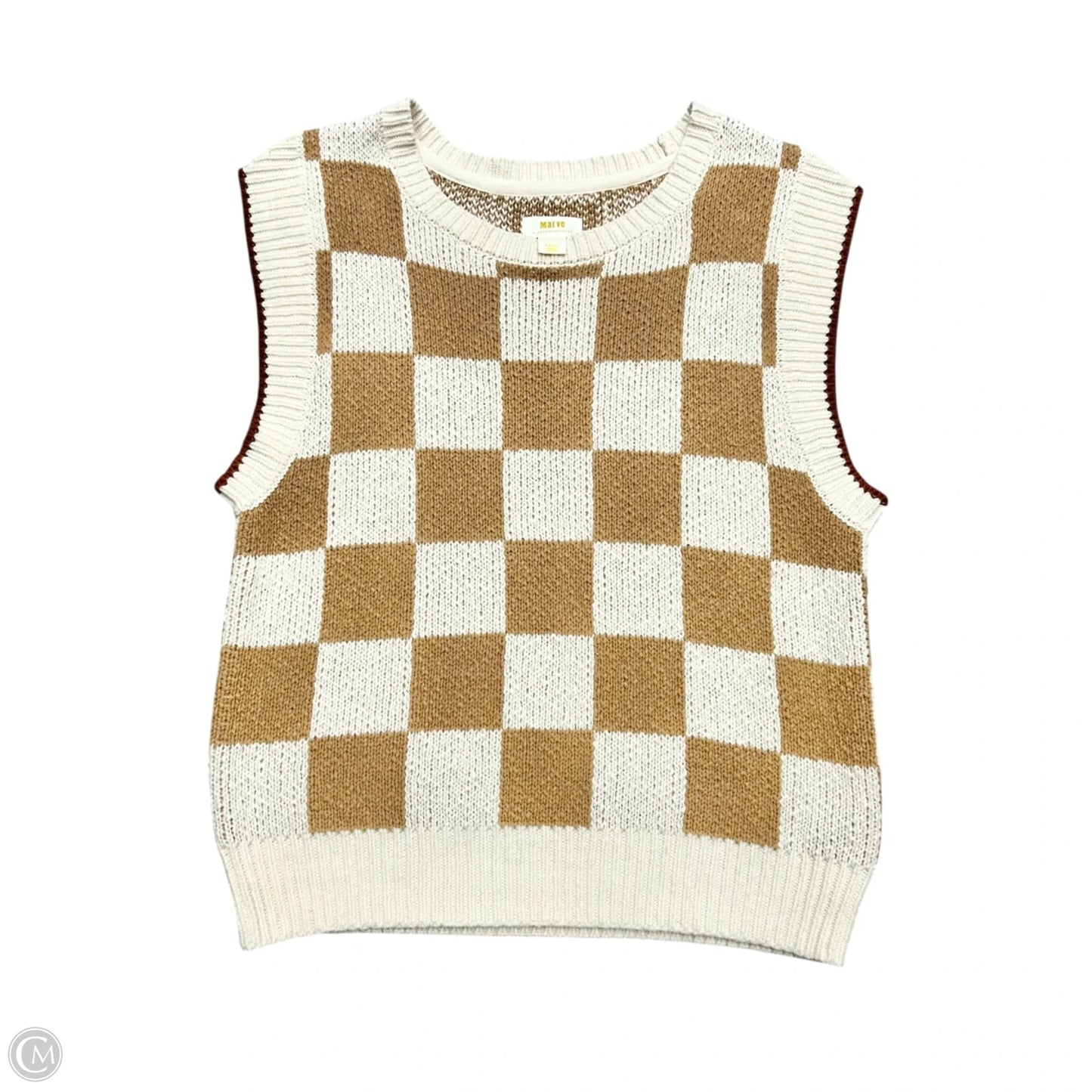 Sweater Short Sleeve By Maeve In Tan & White, Size: S