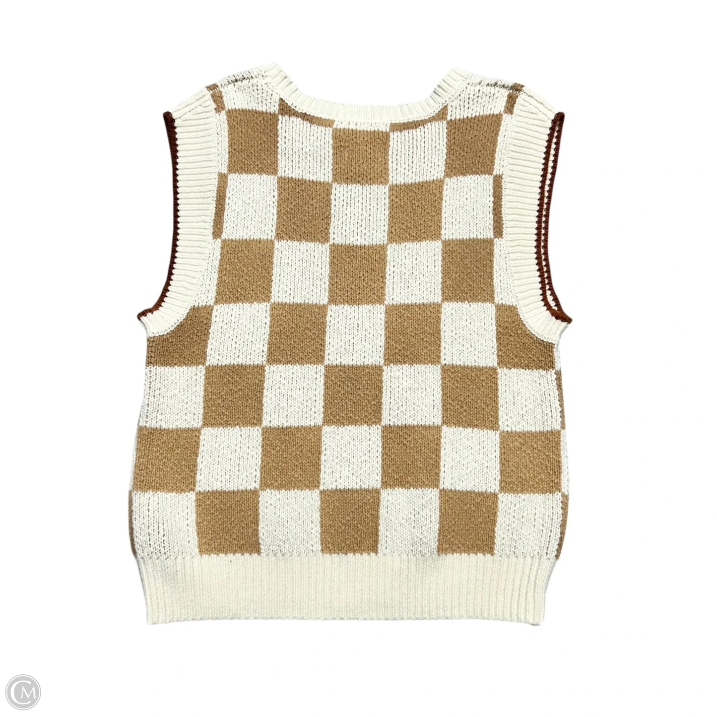 Sweater Short Sleeve By Maeve In Tan & White, Size: S