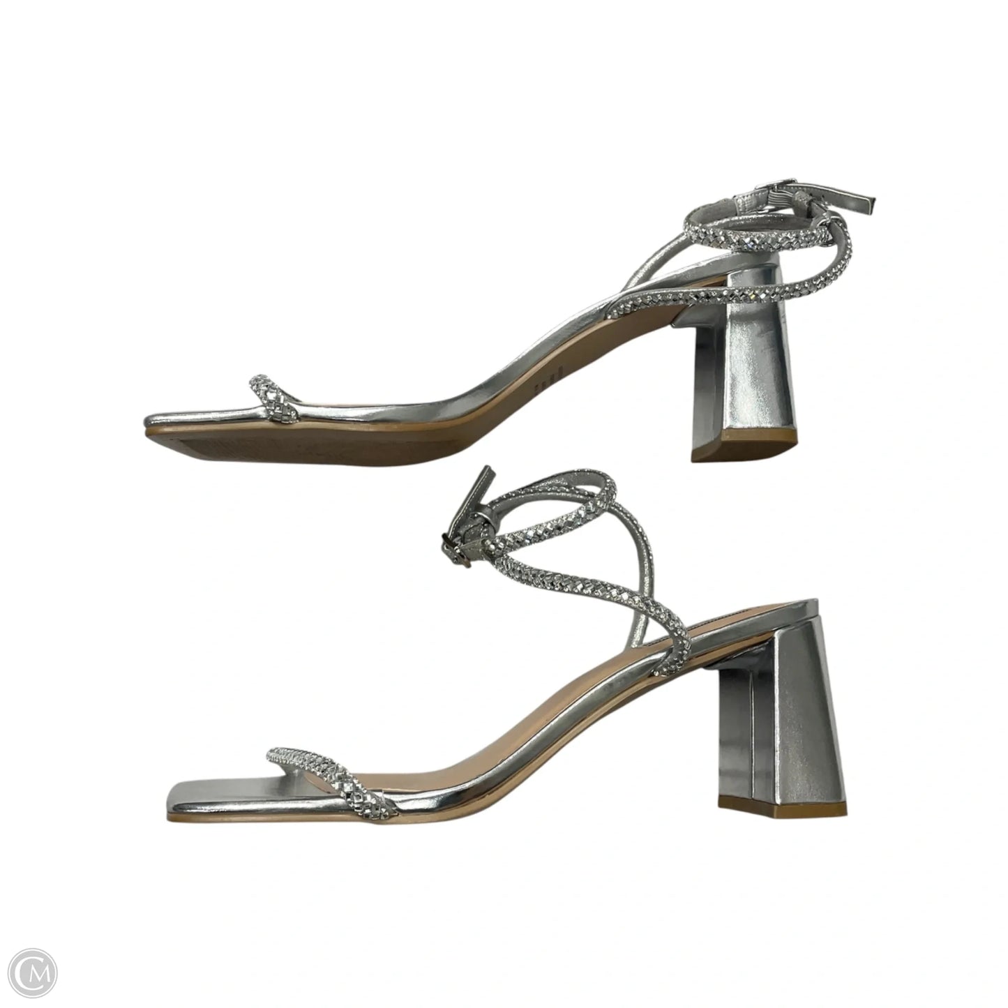 Sandals Heels Block By Steve Madden In Silver, Size: 11