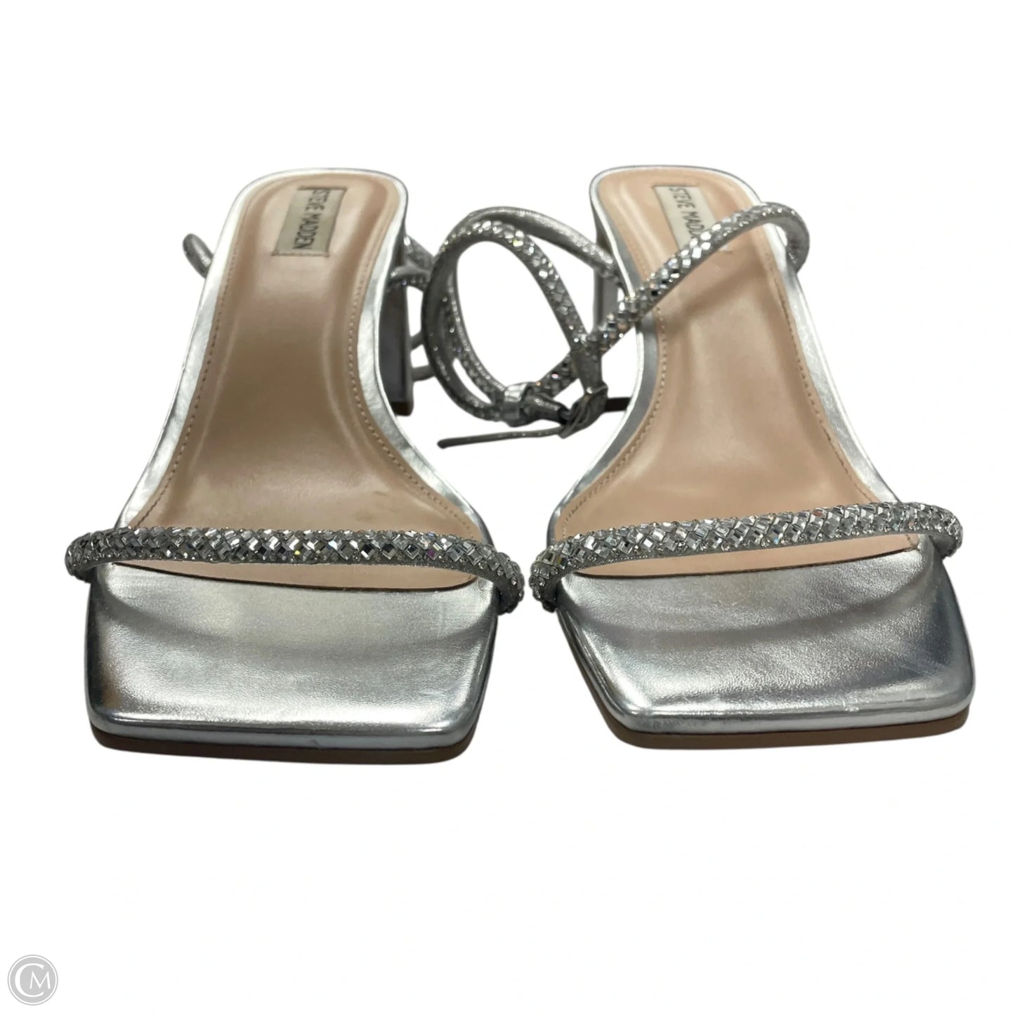 Sandals Heels Block By Steve Madden In Silver, Size: 11