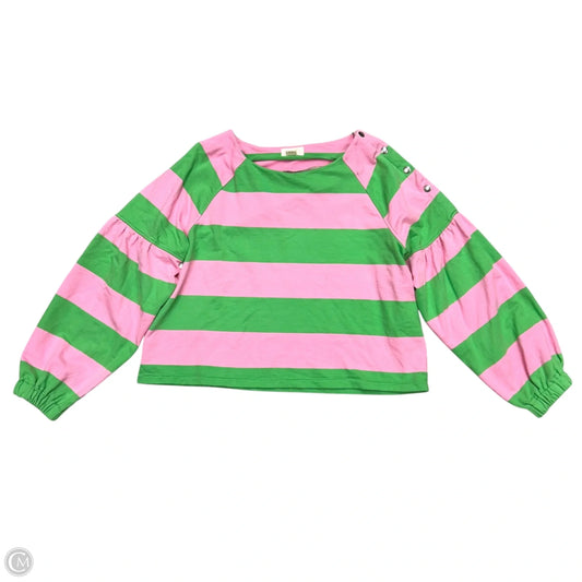 Top Long Sleeve By Maeve In Green & Pink, Size: L
