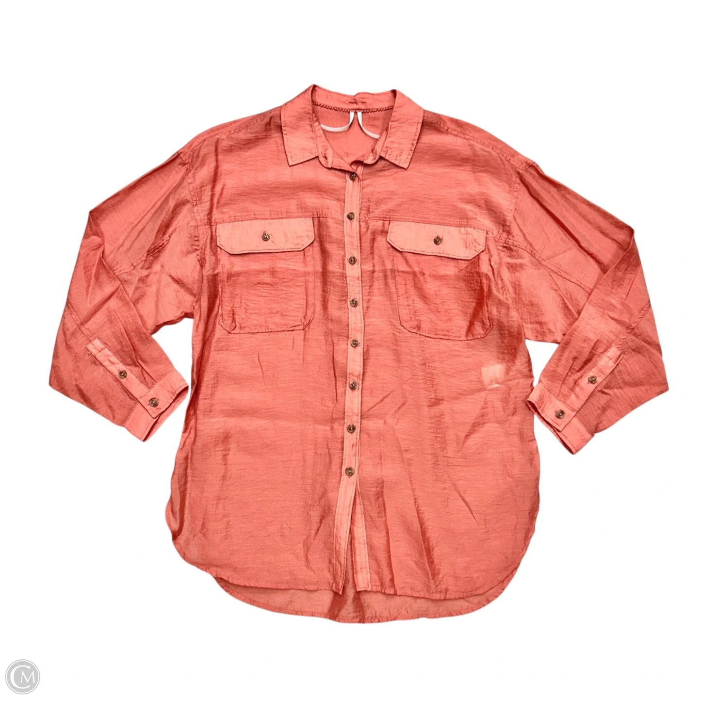 Blouse Long Sleeve By Anthropologie In Peach, Size: M