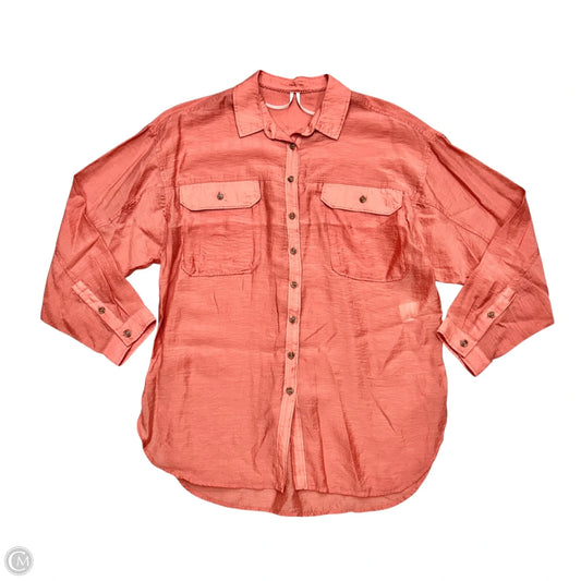 Blouse Long Sleeve By Anthropologie In Peach, Size: M