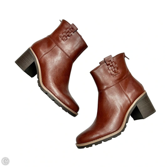 Boots Ankle Heels By Bare Traps In Brown, Size: 7.5