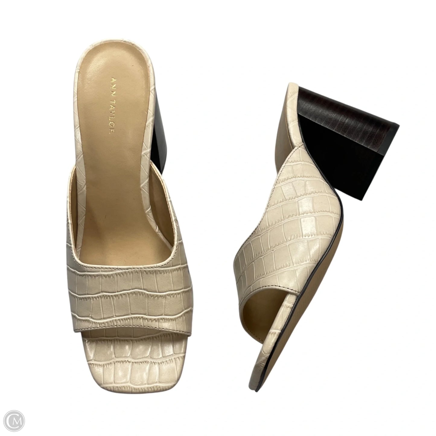 Sandals Heels Block By Ann Taylor In Cream, Size: 7