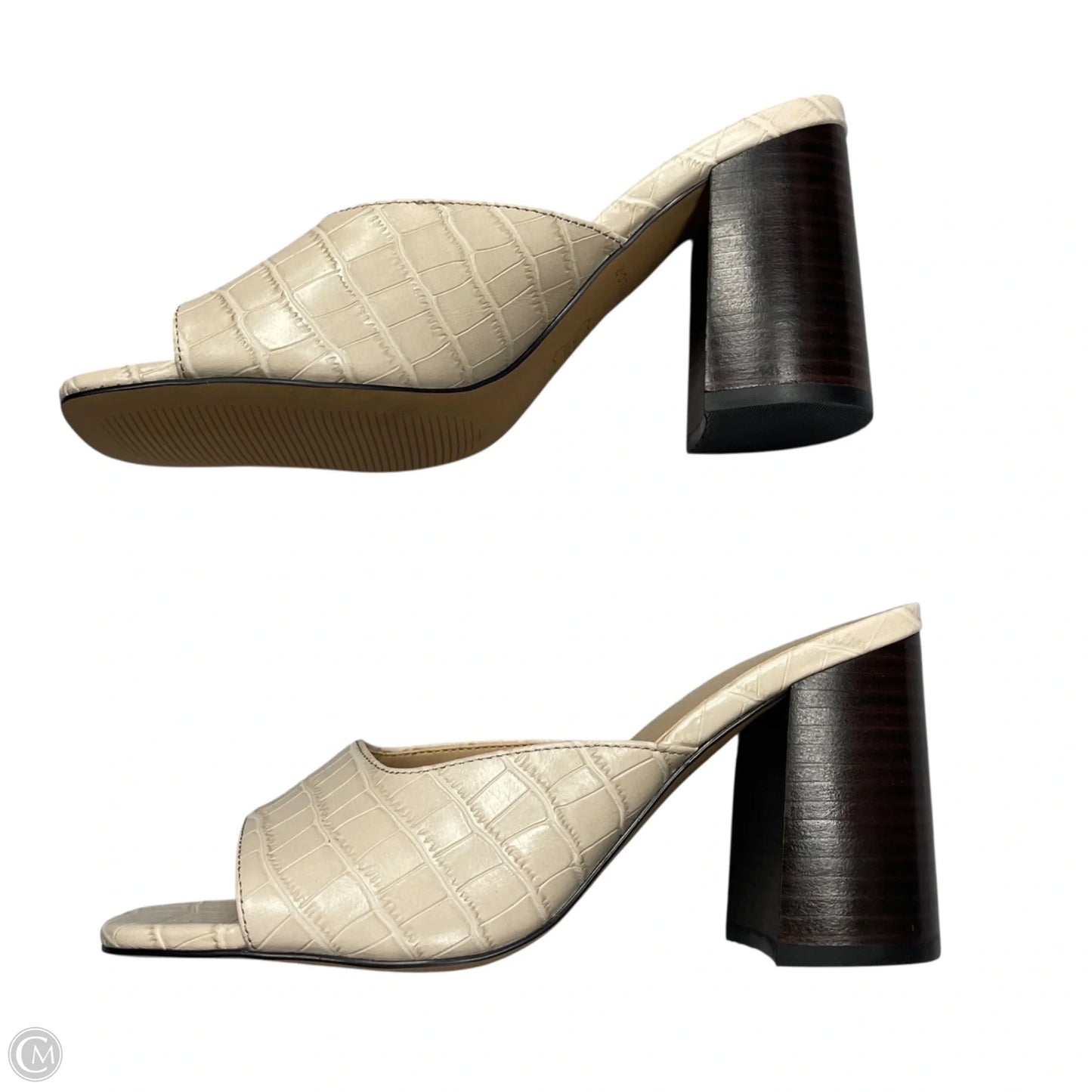 Sandals Heels Block By Ann Taylor In Cream, Size: 7