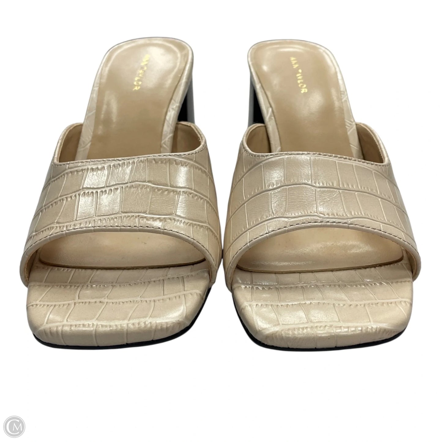Sandals Heels Block By Ann Taylor In Cream, Size: 7