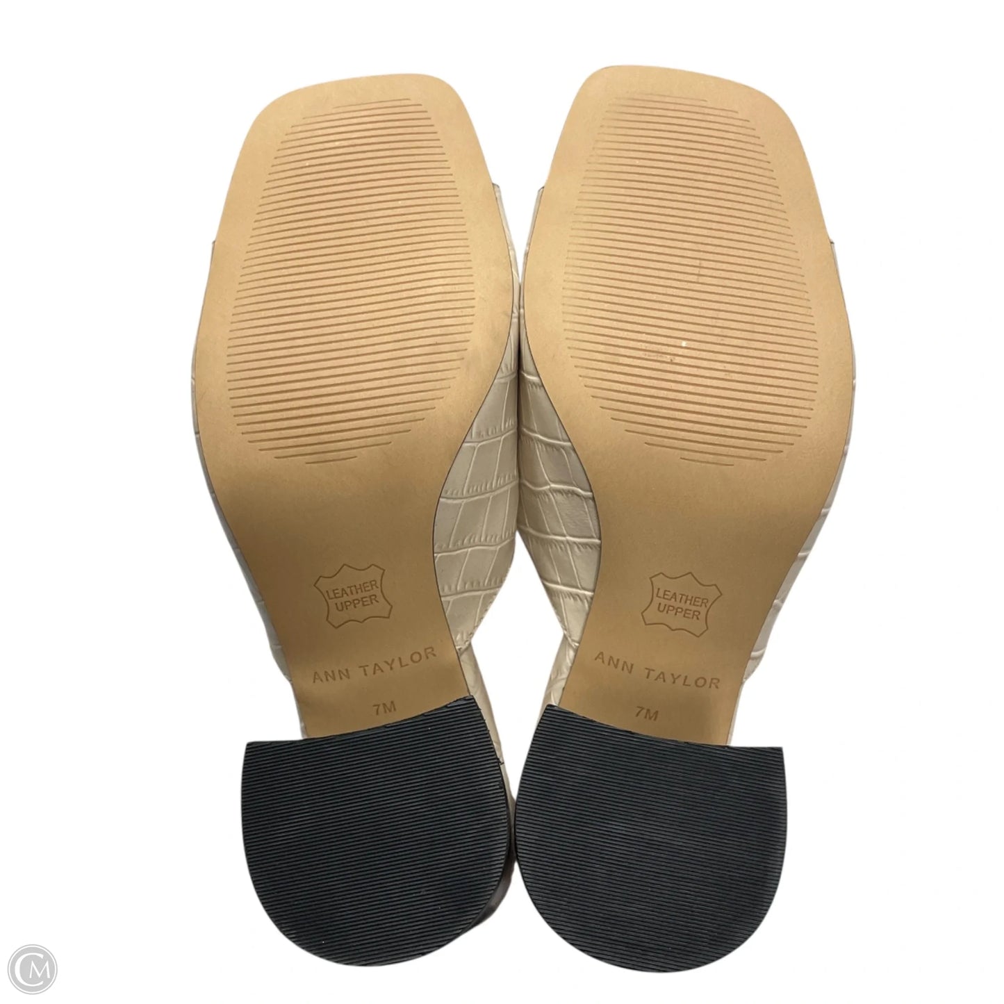 Sandals Heels Block By Ann Taylor In Cream, Size: 7