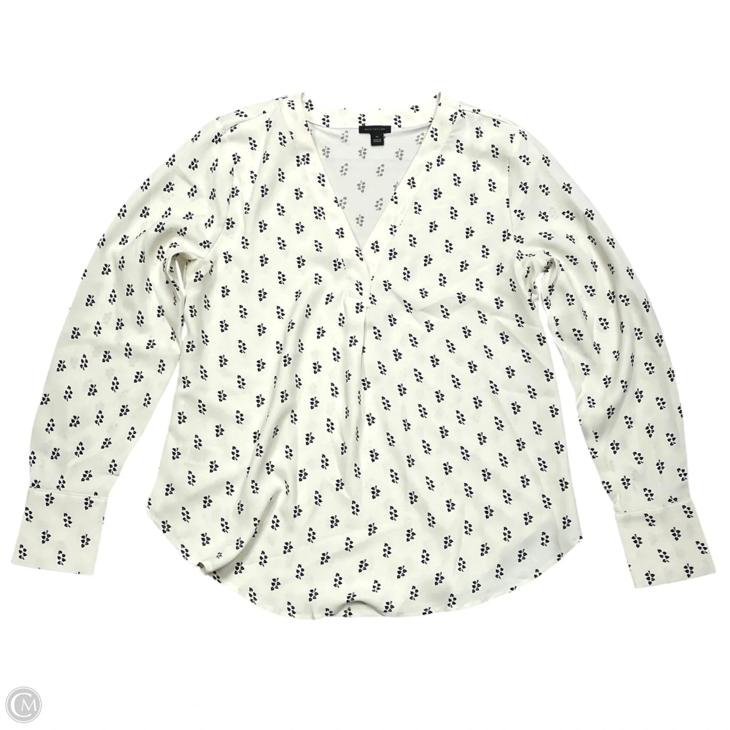 Top Long Sleeve By Ann Taylor In Black & White, Size: Xs