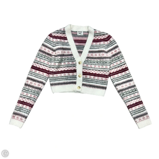 Sweater Cardigan By Sunday Best In Purple & White, Size: Xs