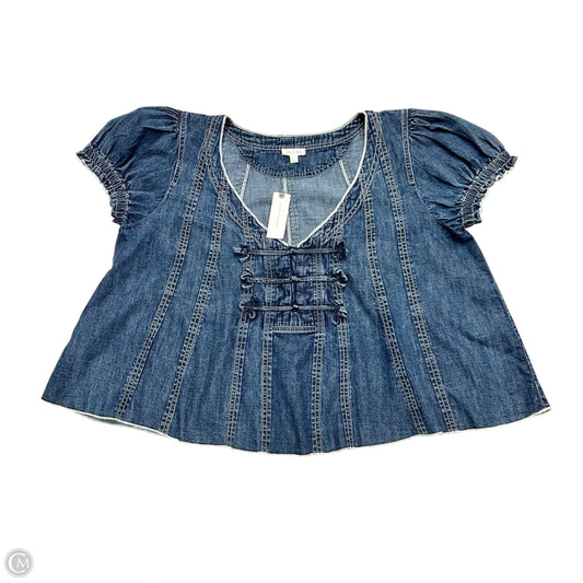 Top Short Sleeve By Pilcro In Blue Denim, Size: L