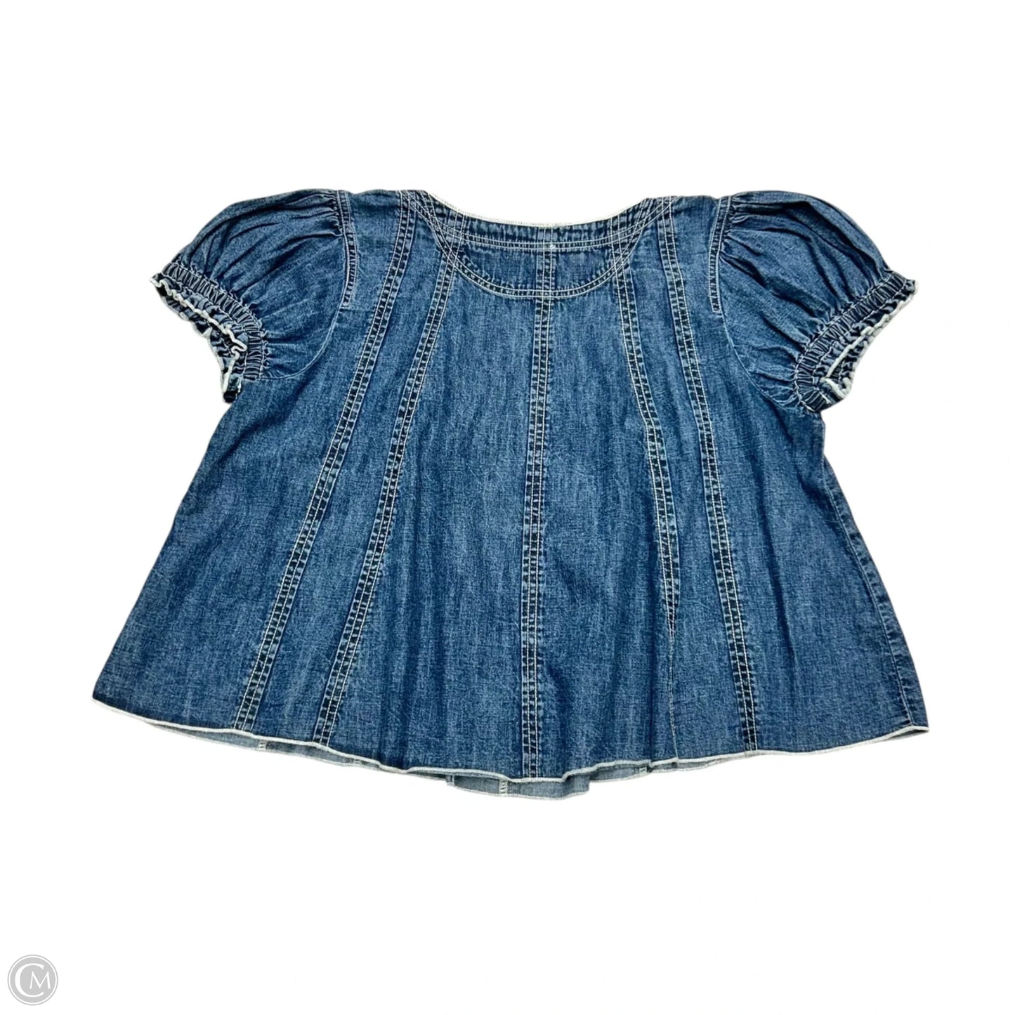 Top Short Sleeve By Pilcro In Blue Denim, Size: L