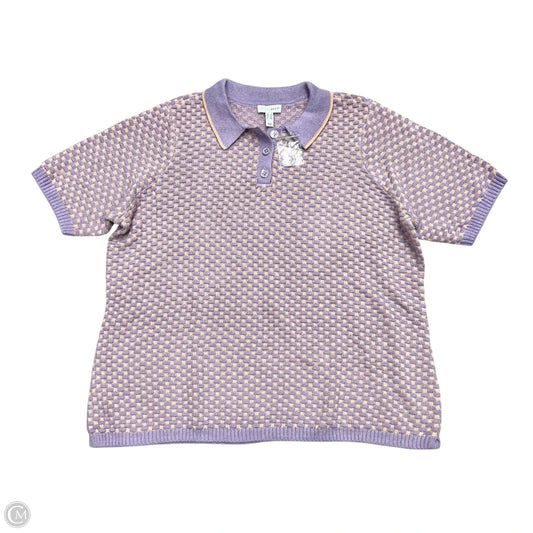Sweater Short Sleeve By Sport Savvy In Purple & Tan, Size: 2x