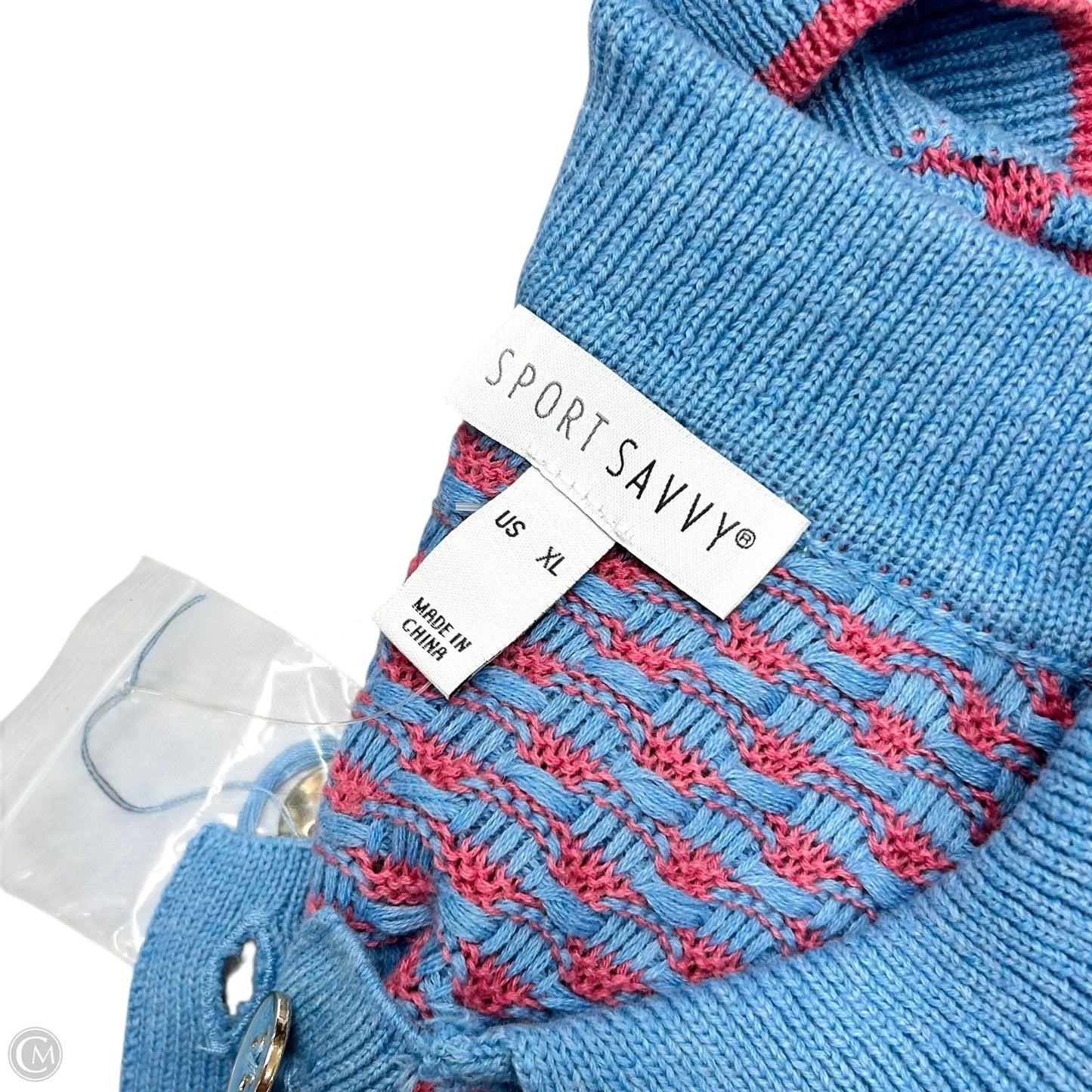 Sweater Short Sleeve By Sport Savvy In Blue & Pink, Size: Xl