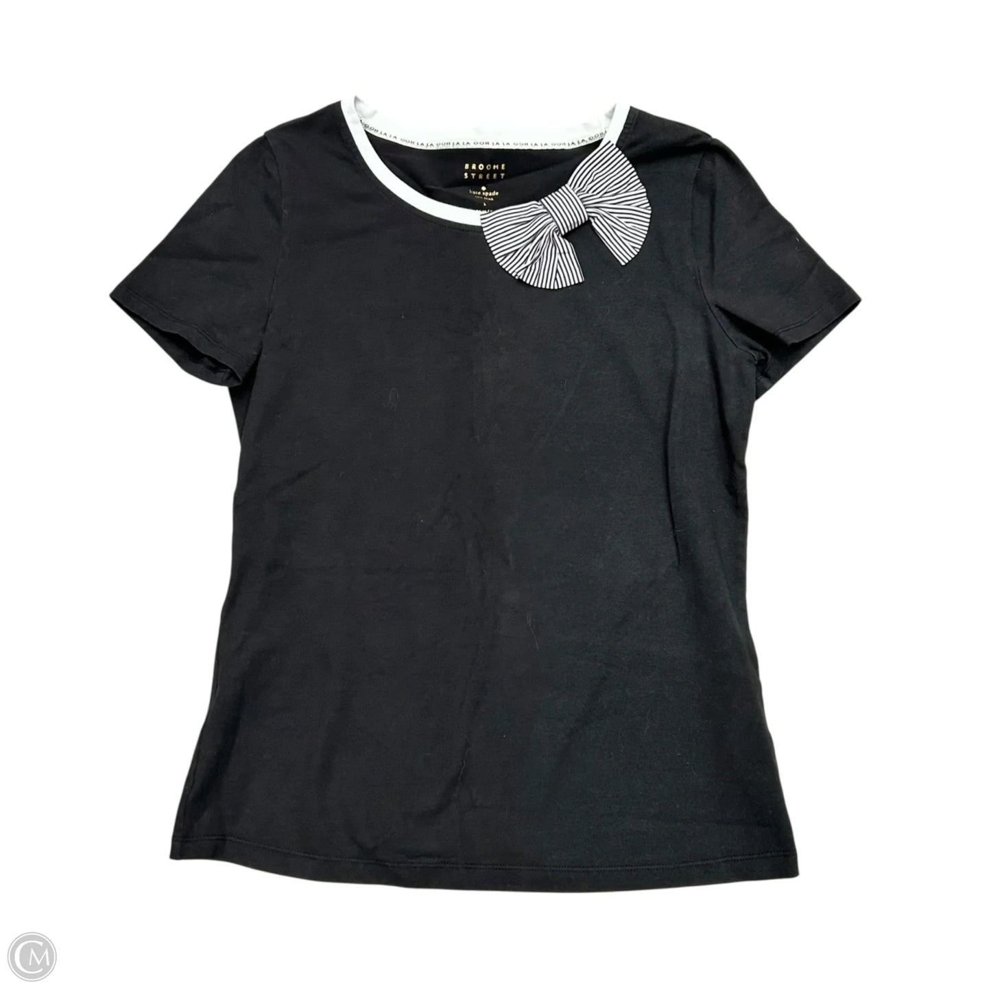 Top Short Sleeve Designer By Kate Spade In Black & White, Size: L