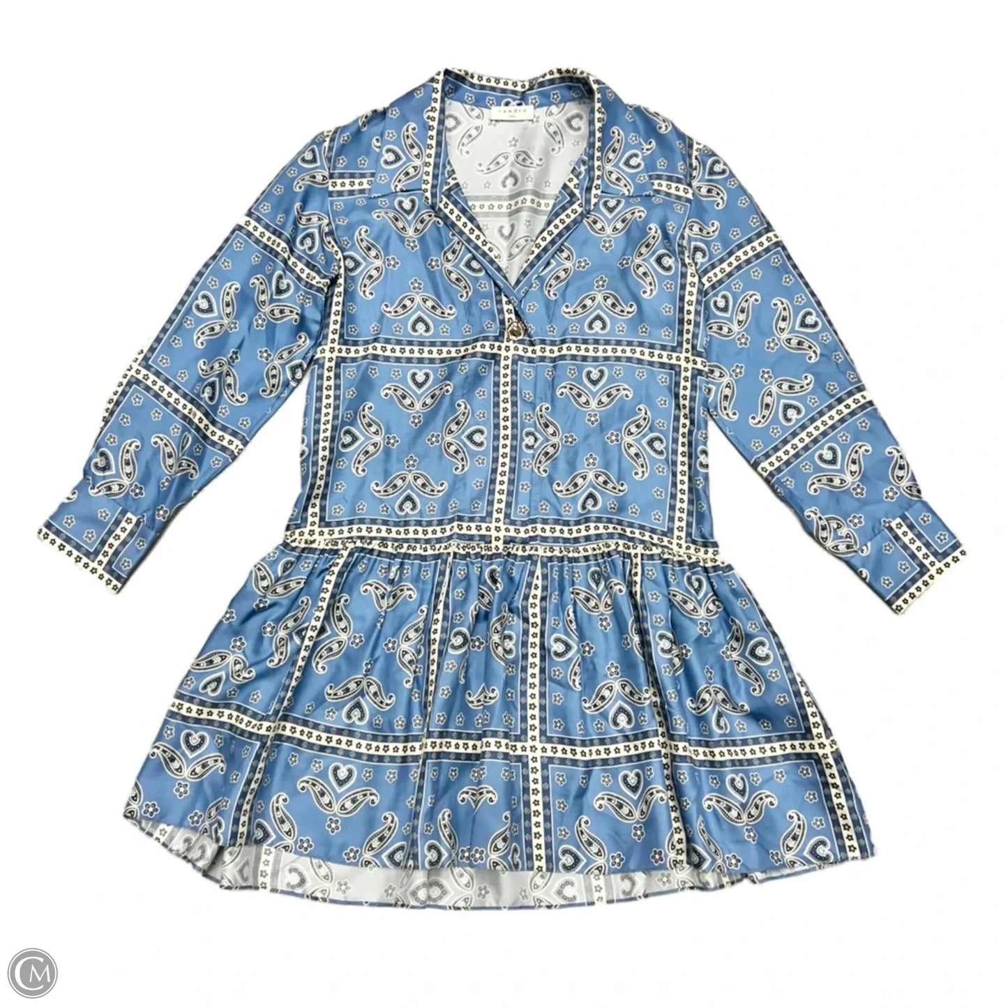 Dress Designer By Sandro In Blue & White, Size: S