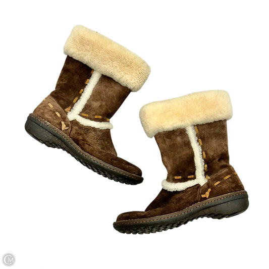 Boots Designer By Ugg In Brown, Size: 10
