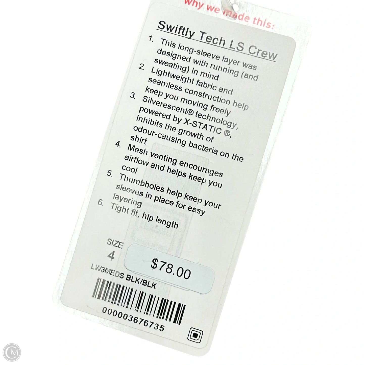 Athletic Top Long Sleeve Crewneck By Lululemon In Black, Size: S