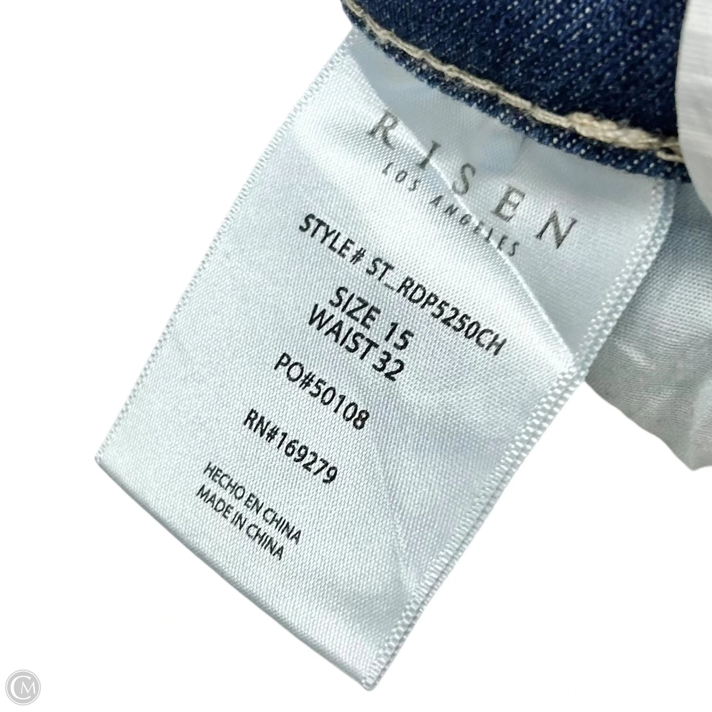 Jeans Straight By Risen In Blue Denim, Size: 14