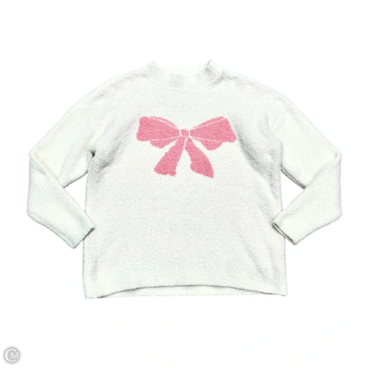 Sweater By Comfyluxe In Pink & White, Size: M