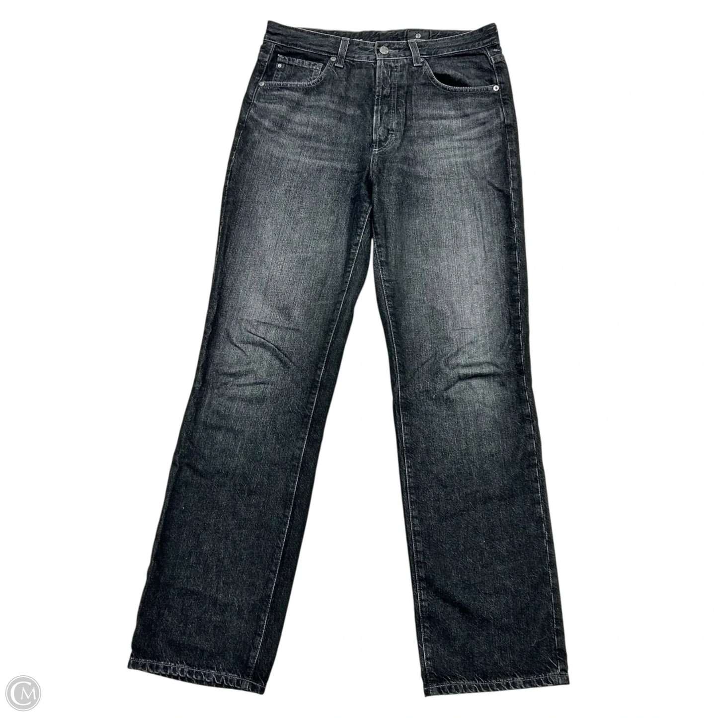Jeans Straight By Ag Jeans In Black Denim, Size: 8
