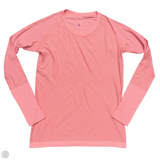 Athletic Top Long Sleeve Crewneck By Lululemon In Peach, Size: L