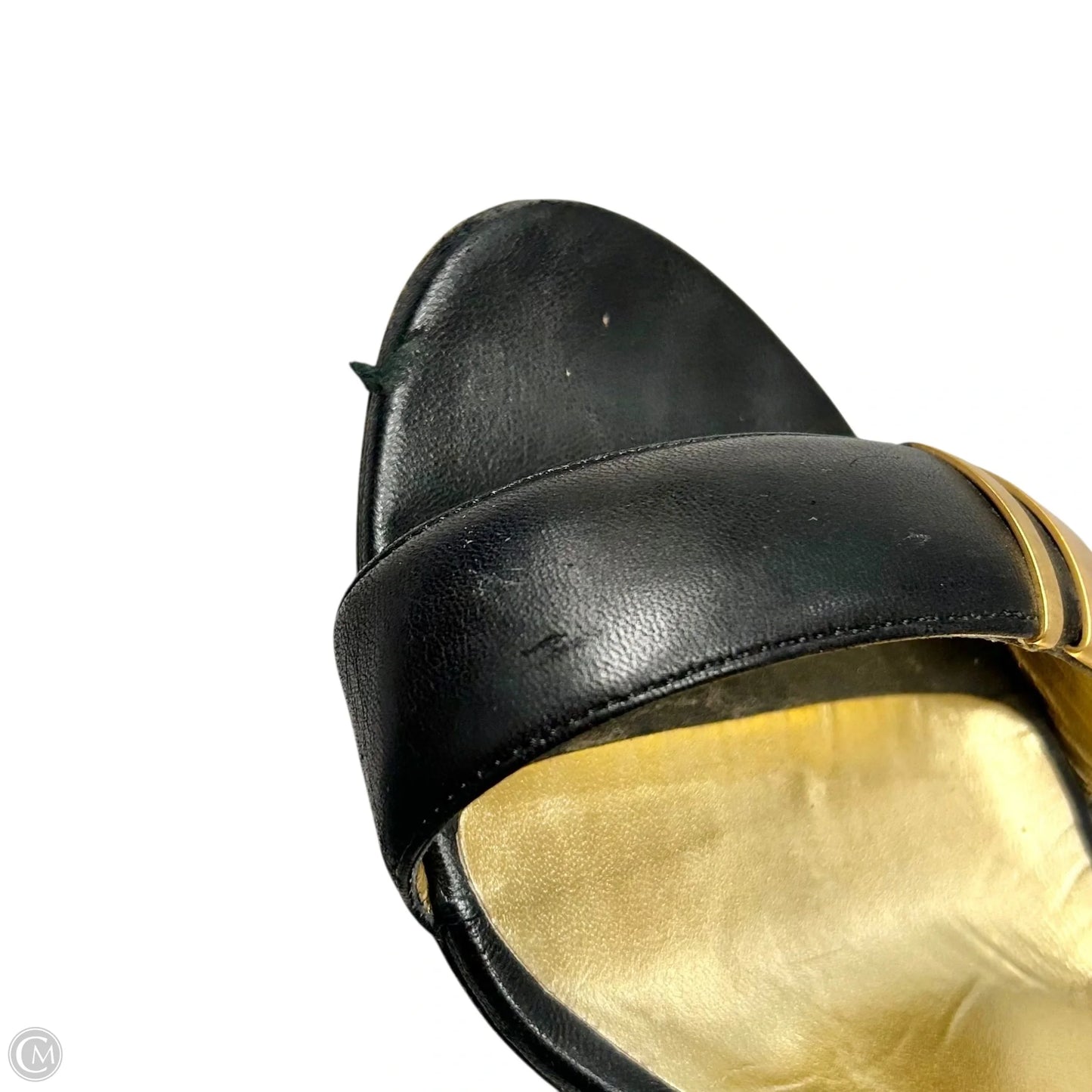 Shoes Luxury Designer By Jimmy Choo In Black & Gold, Size: 9