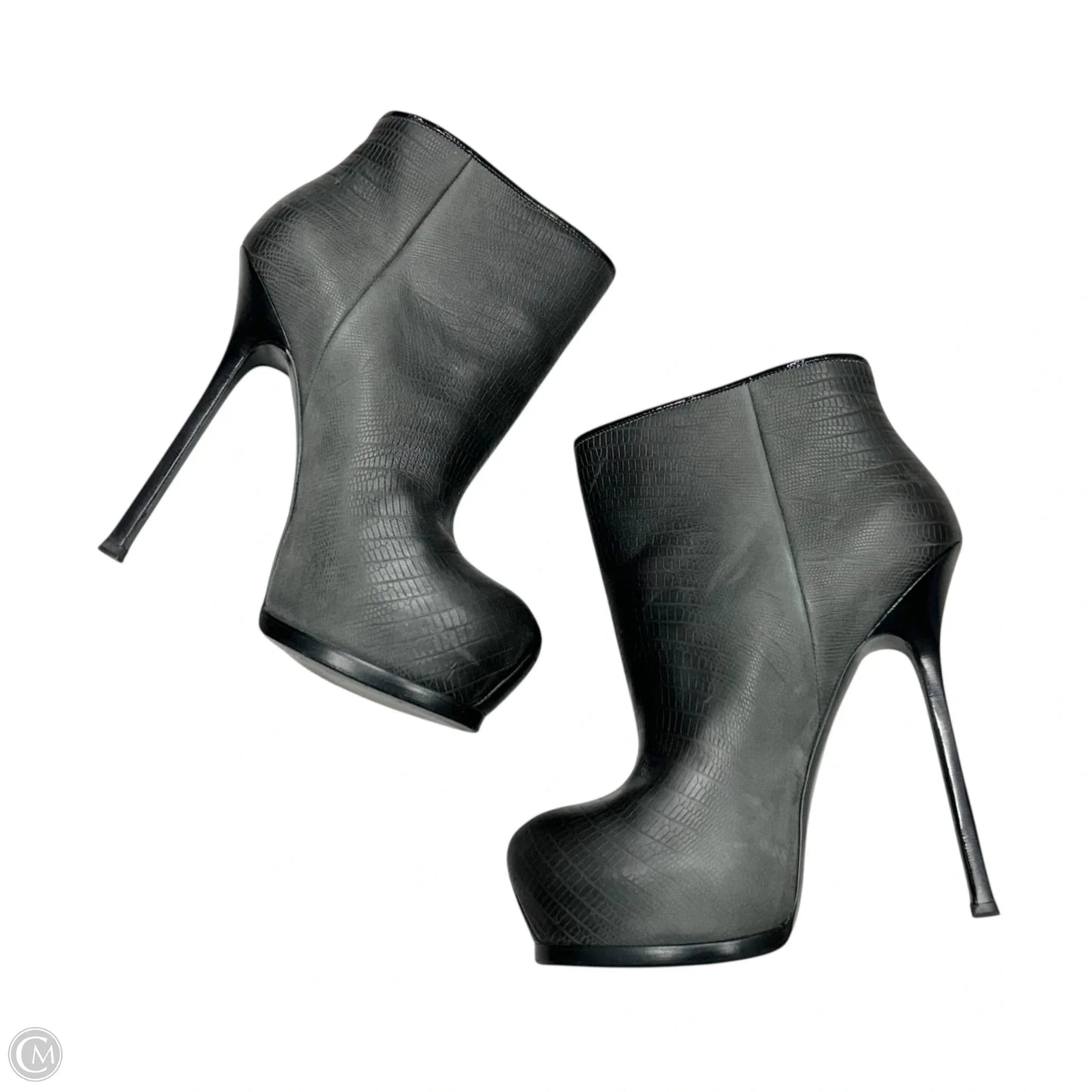 Boots Luxury Designer By Yves Saint Laurent In Black, Size: 9