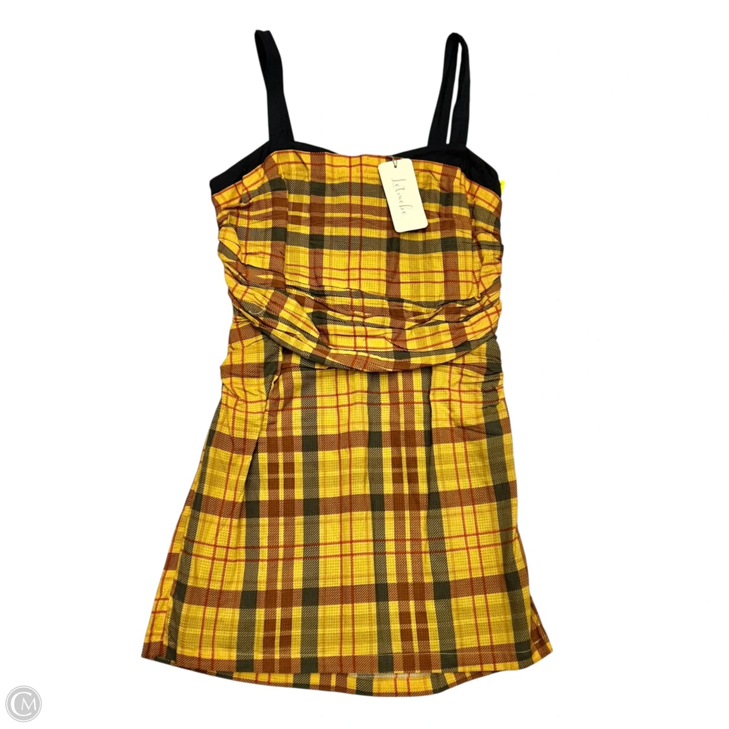 Dress Casual Short By Let Me Be In Black & Yellow, Size: S