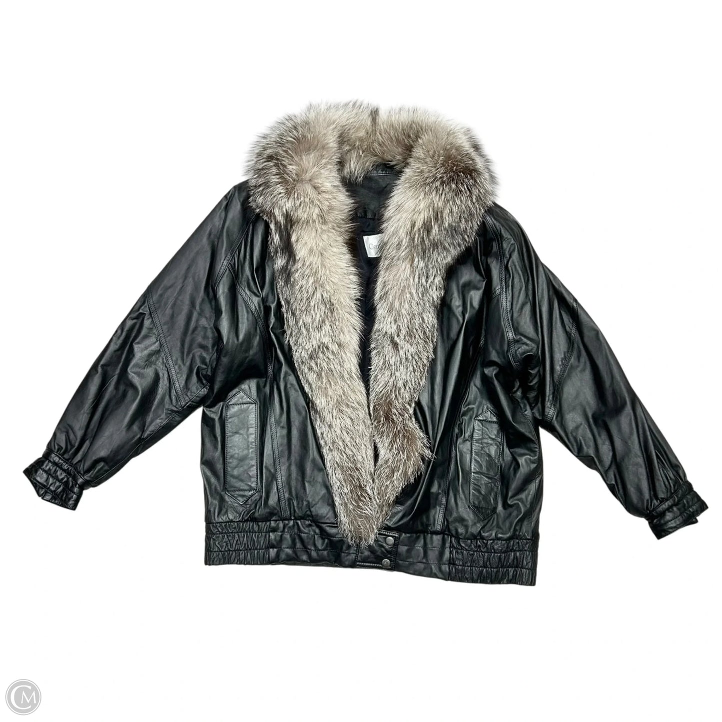 Coat Leather By Cambridge In Black & Brown, Size: M
