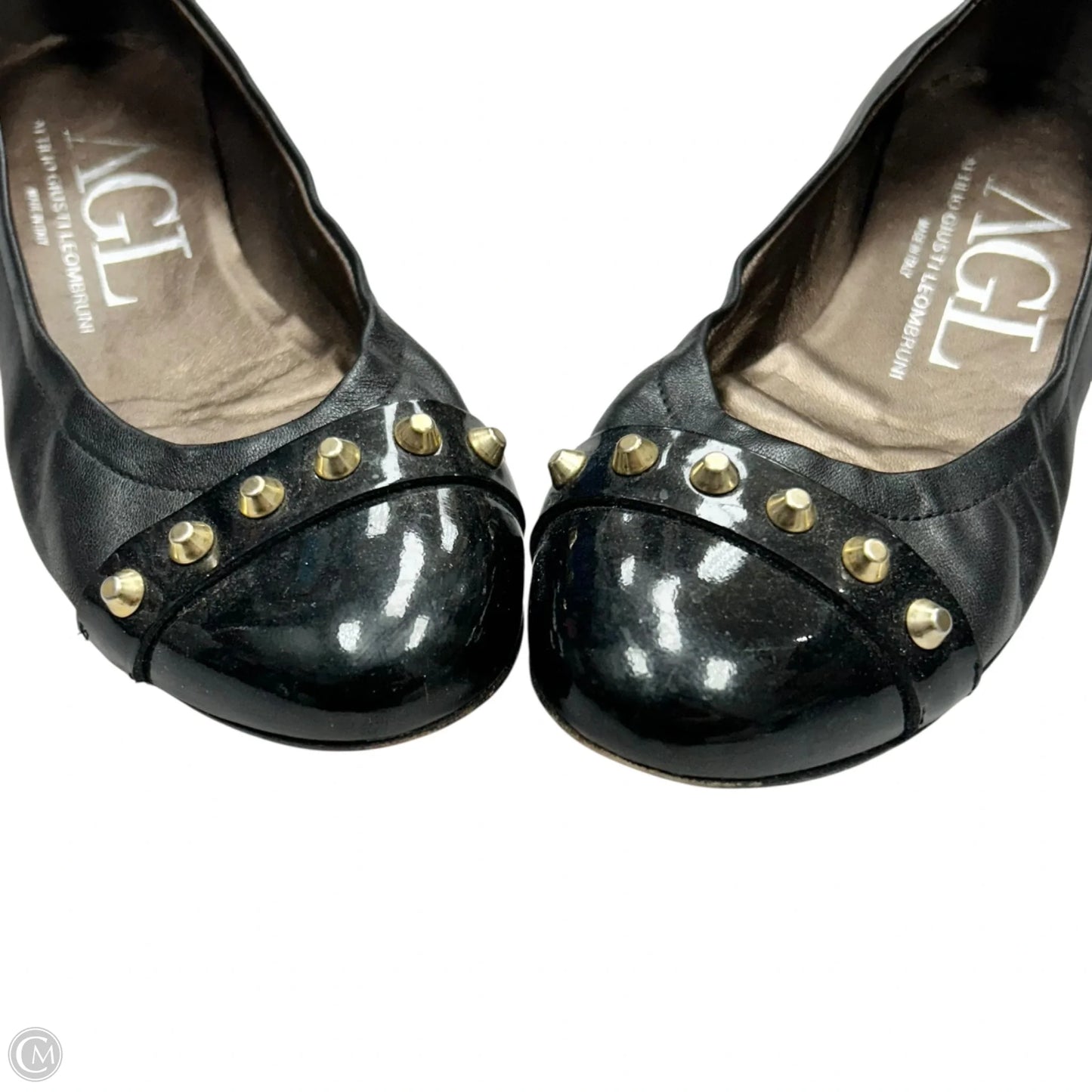 Shoes Flats By Agl In Black & Gold, Size: 6.5