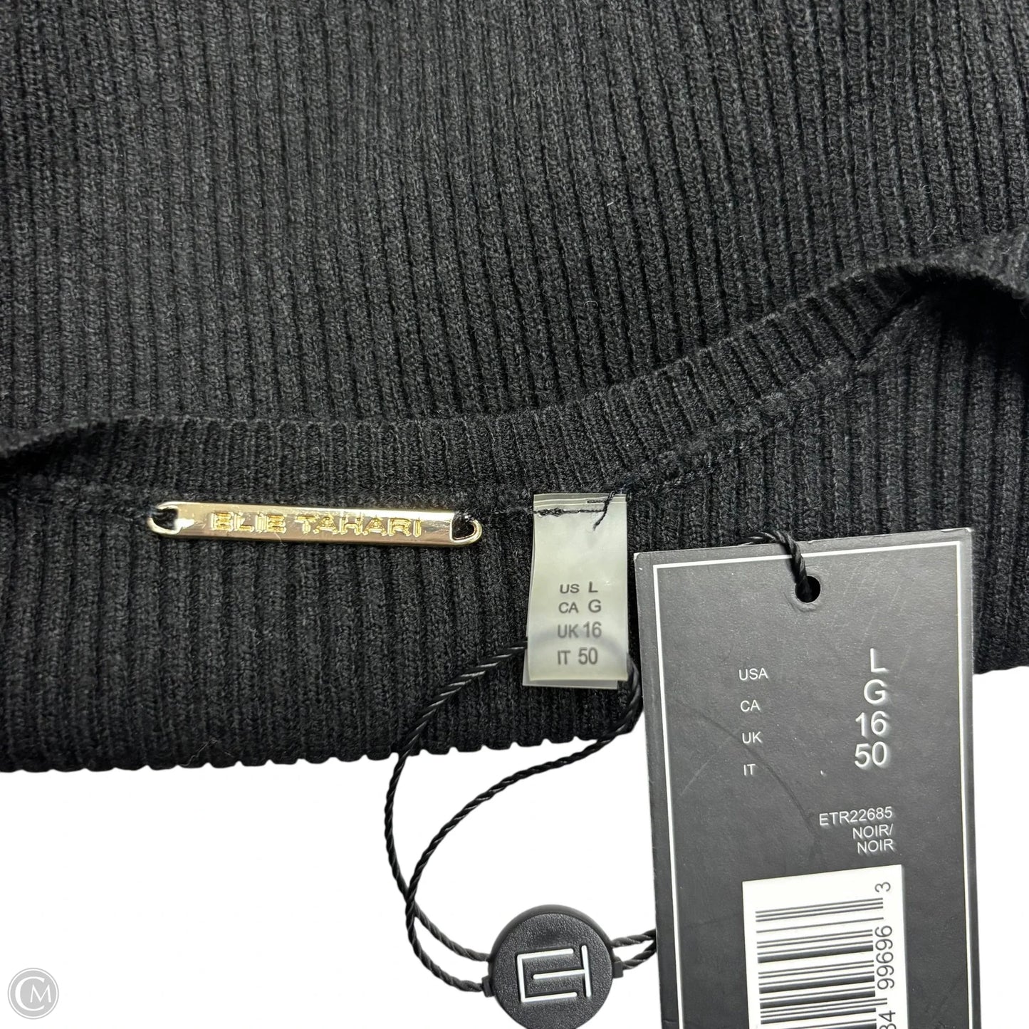 Top Long Sleeve By Elie Tahari In Black & Gold, Size: L