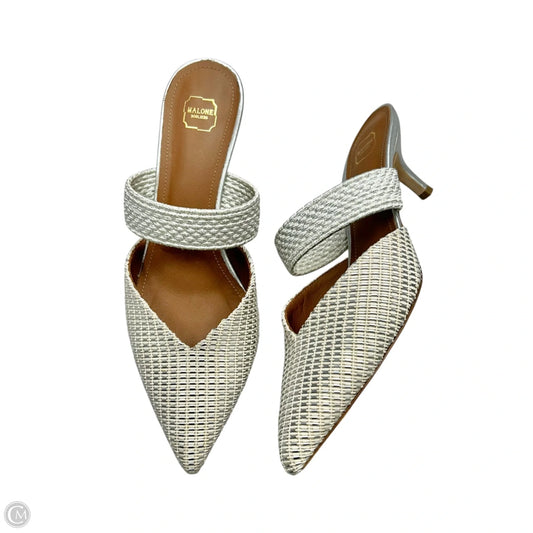 Shoes Heels Kitten By Malone Souilers In Cream & Silver, Size: 7