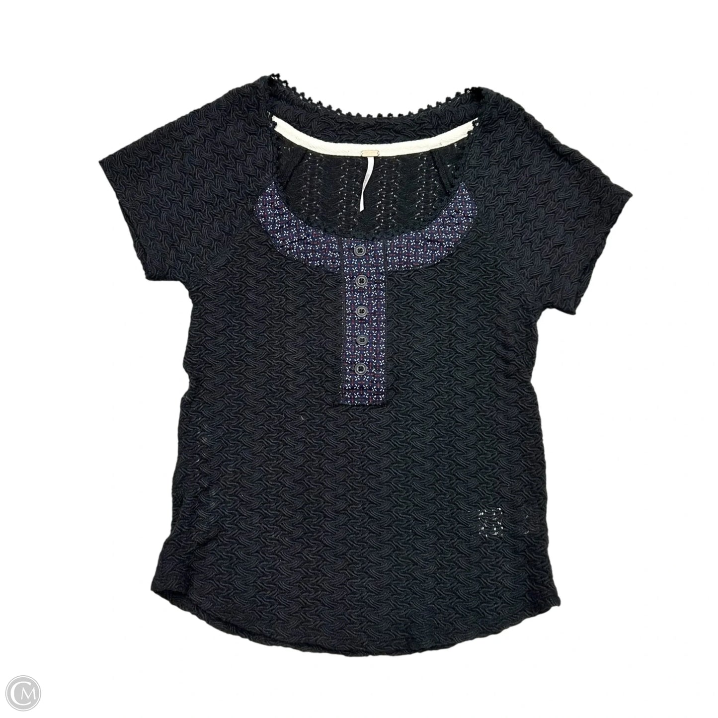 Top Short Sleeve By Free People In Black & Blue, Size: S