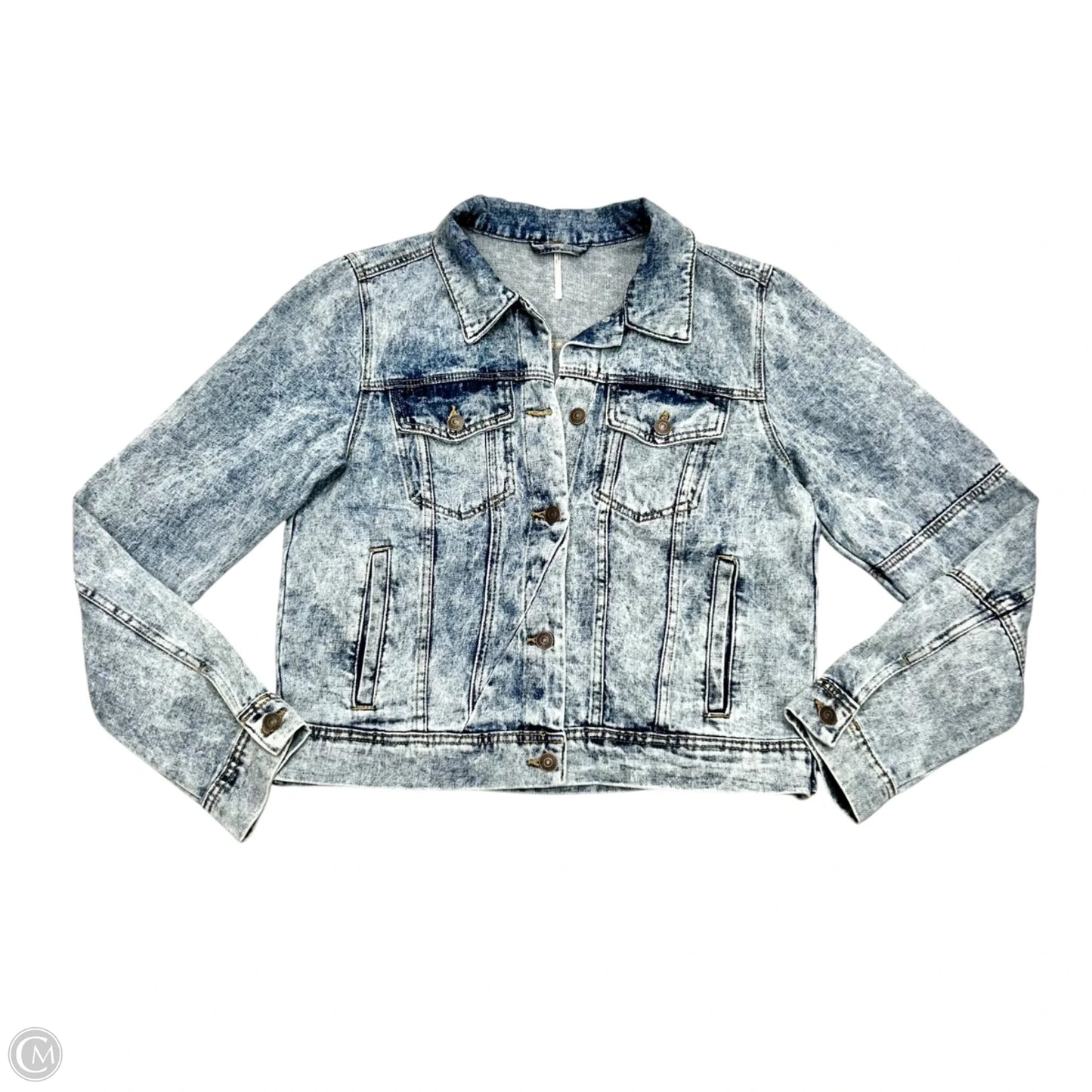Jacket Denim By Free People In Blue Denim, Size: L