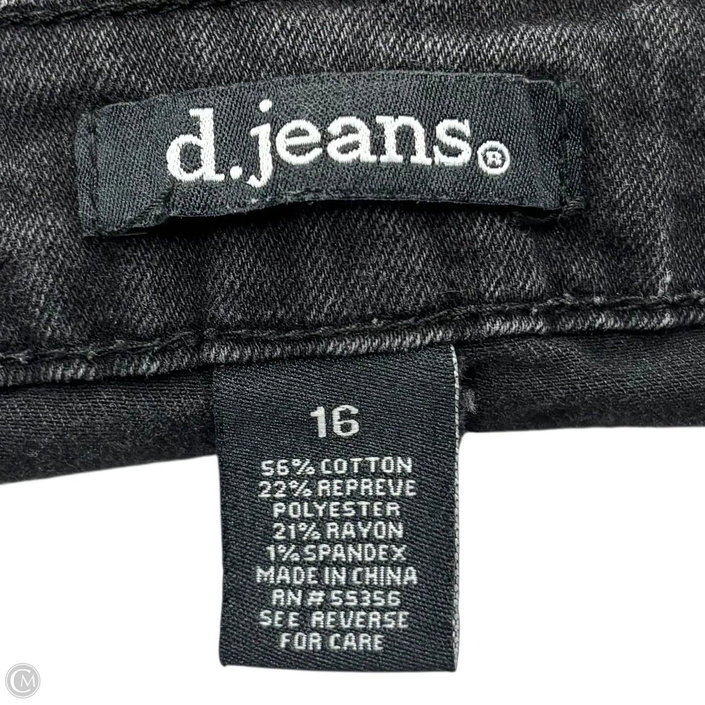 Jeans Wide Leg By D Jeans In Black Denim, Size: 16