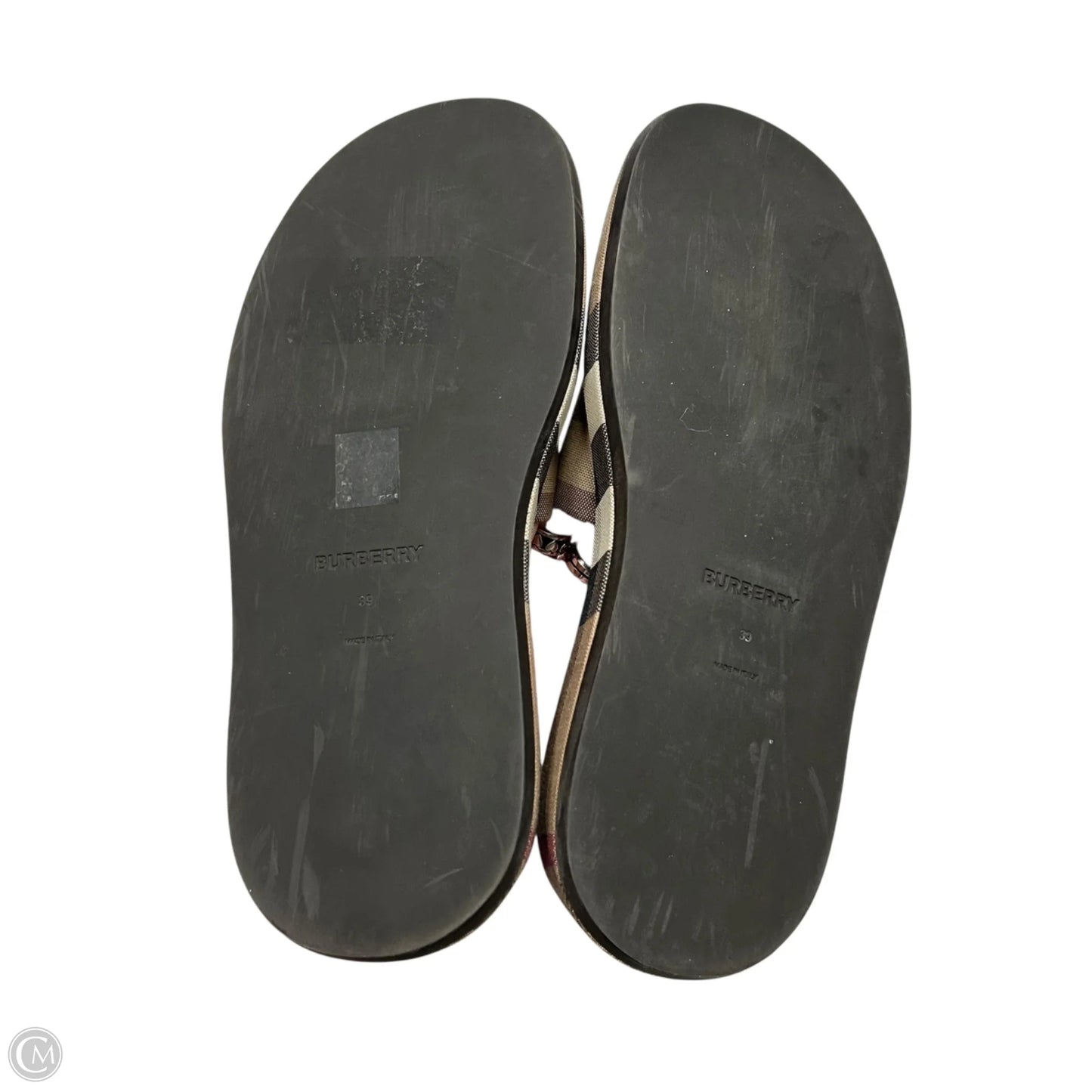 Sandals Luxury Designer By Burberry In Plaid Pattern, Size: 8.5