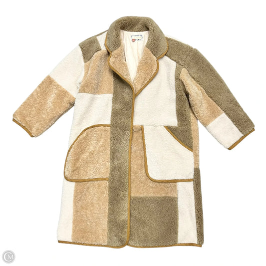 Coat Faux Fur & Sherpa By Pilcro In Tan & White, Size: S