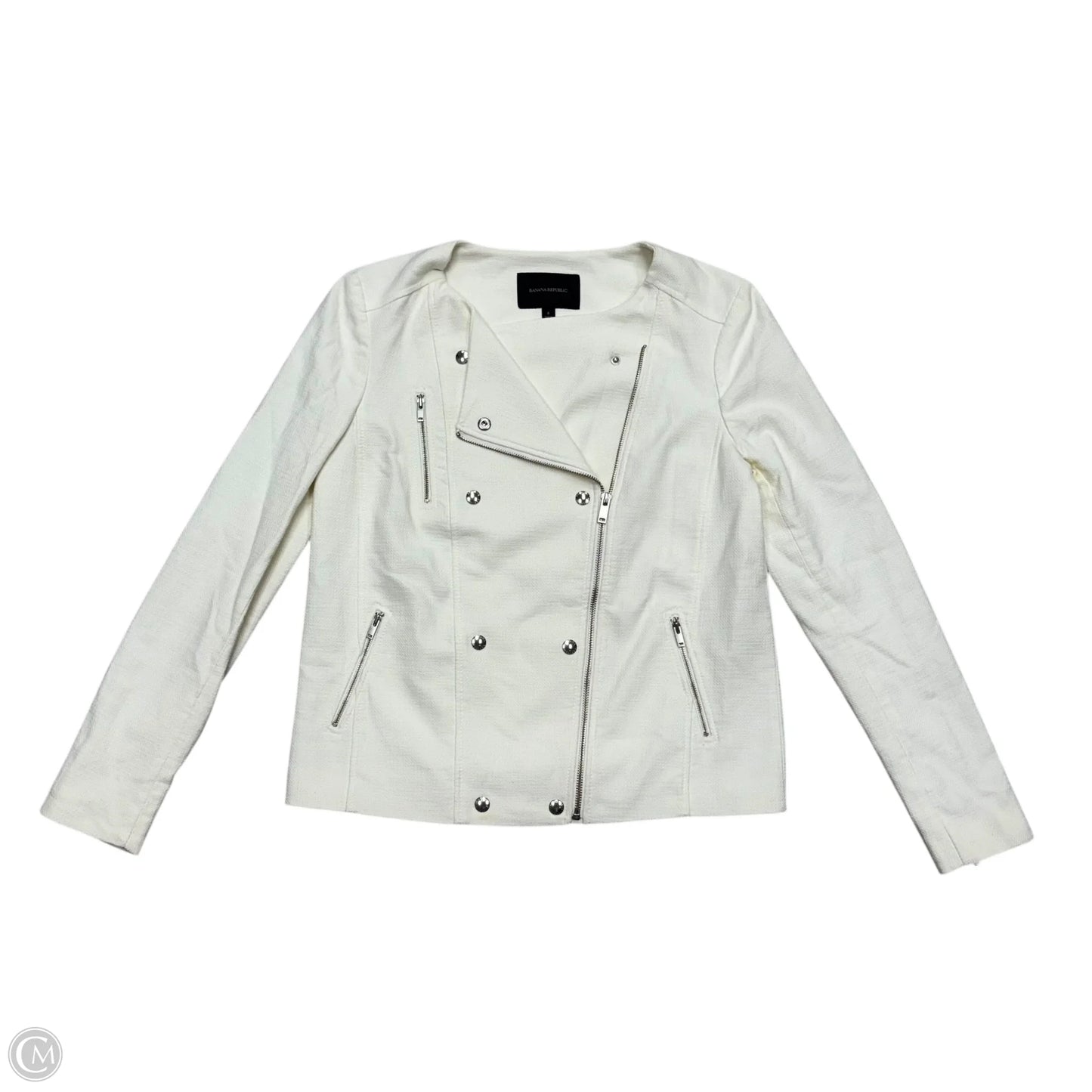 Jacket Moto By Banana Republic In Cream, Size: M