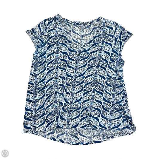 Top Short Sleeve Designer By Lilly Pulitzer In Blue & White, Size: M