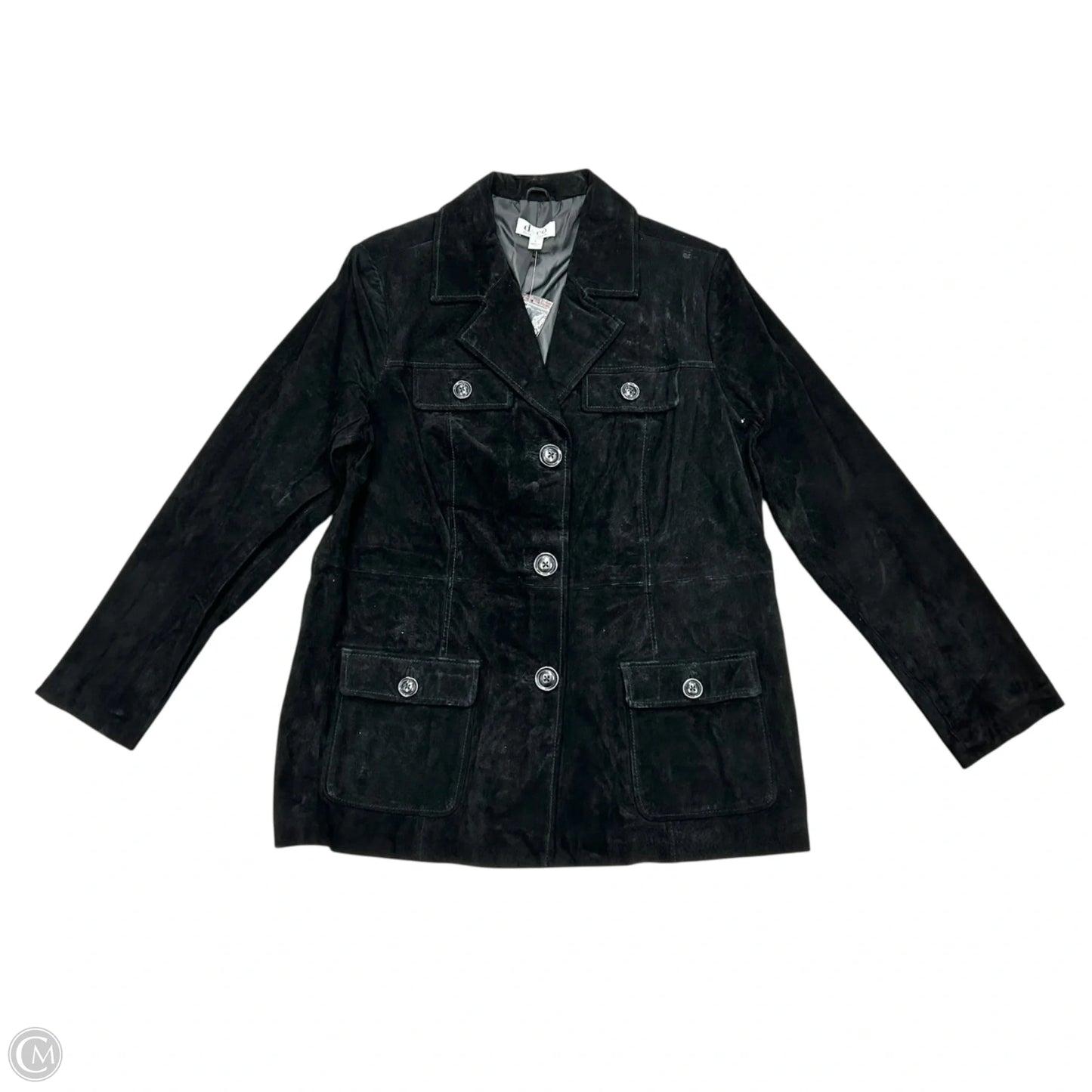 Coat Leather By Denim And Co Qvc In Black, Size: L